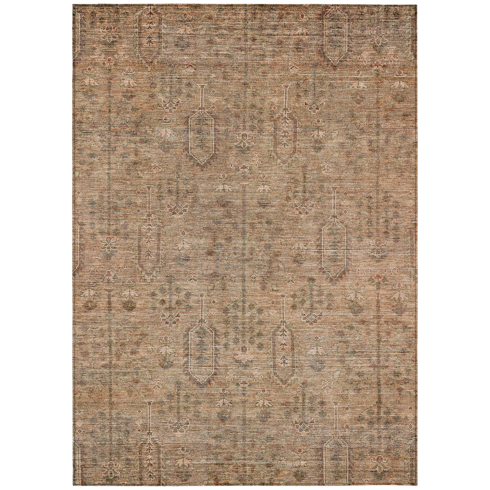 3' X 5' Terra Cotta And Copper Southwestern Washable Indoor Outdoor Area Rug