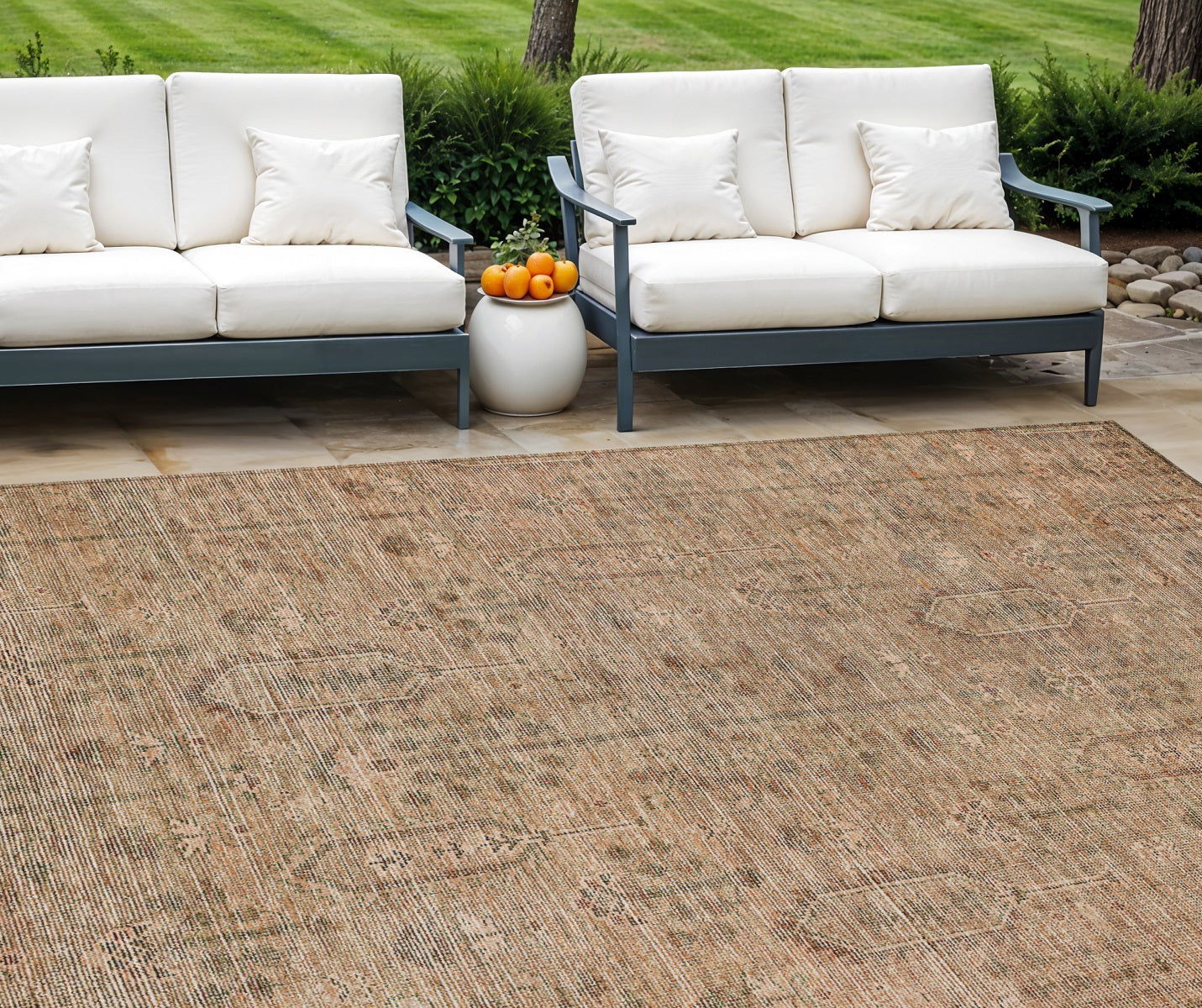 8' X 10' Terra Cotta And Copper Southwestern Washable Indoor Outdoor Area Rug