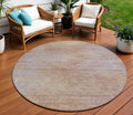 8' Merlot And Beige Round Abstract Washable Indoor Outdoor Area Rug