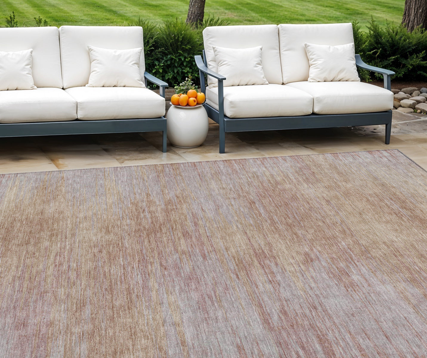 9' X 12' Merlot And Beige Abstract Washable Indoor Outdoor Area Rug