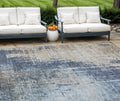 10' X 14' Navy Blue And Taupe Abstract Washable Indoor Outdoor Area Rug