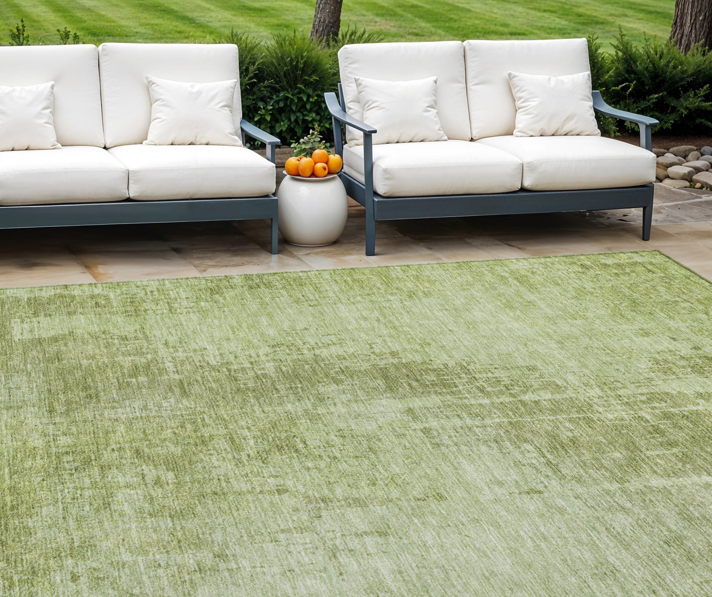 10' X 14' Sage And Green Abstract Washable Indoor Outdoor Area Rug
