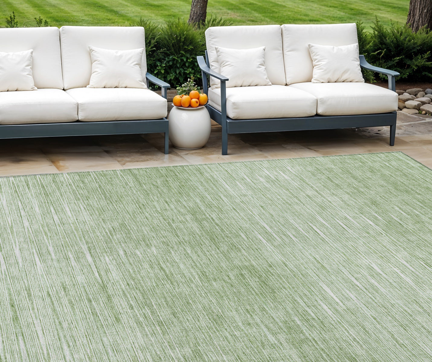 10' X 14' Artichoke Green And Green Abstract Washable Indoor Outdoor Area Rug