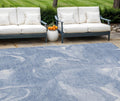 9' X 12' Blue And Sky Blue Abstract Washable Indoor Outdoor Area Rug