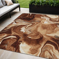 5' X 8' Orange Copper And Ivory Abstract Washable Indoor Outdoor Area Rug