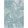 3' X 5' Teal Blue And Aqua Abstract Washable Indoor Outdoor Area Rug
