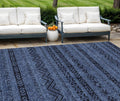 8' X 10' Navy Blue Southwestern Washable Indoor Outdoor Area Rug