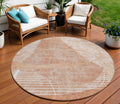 8' Salmon Copper And Ivory Round Abstract Washable Indoor Outdoor Area Rug
