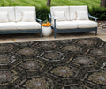 9' X 12' Black Gray And Brown Medallion Washable Indoor Outdoor Area Rug