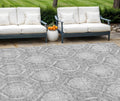 8' X 10' Gray And Silver Medallion Washable Indoor Outdoor Area Rug