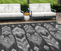 9' X 12' Black Charcoal And Silver Southwestern Washable Indoor Outdoor Area Rug