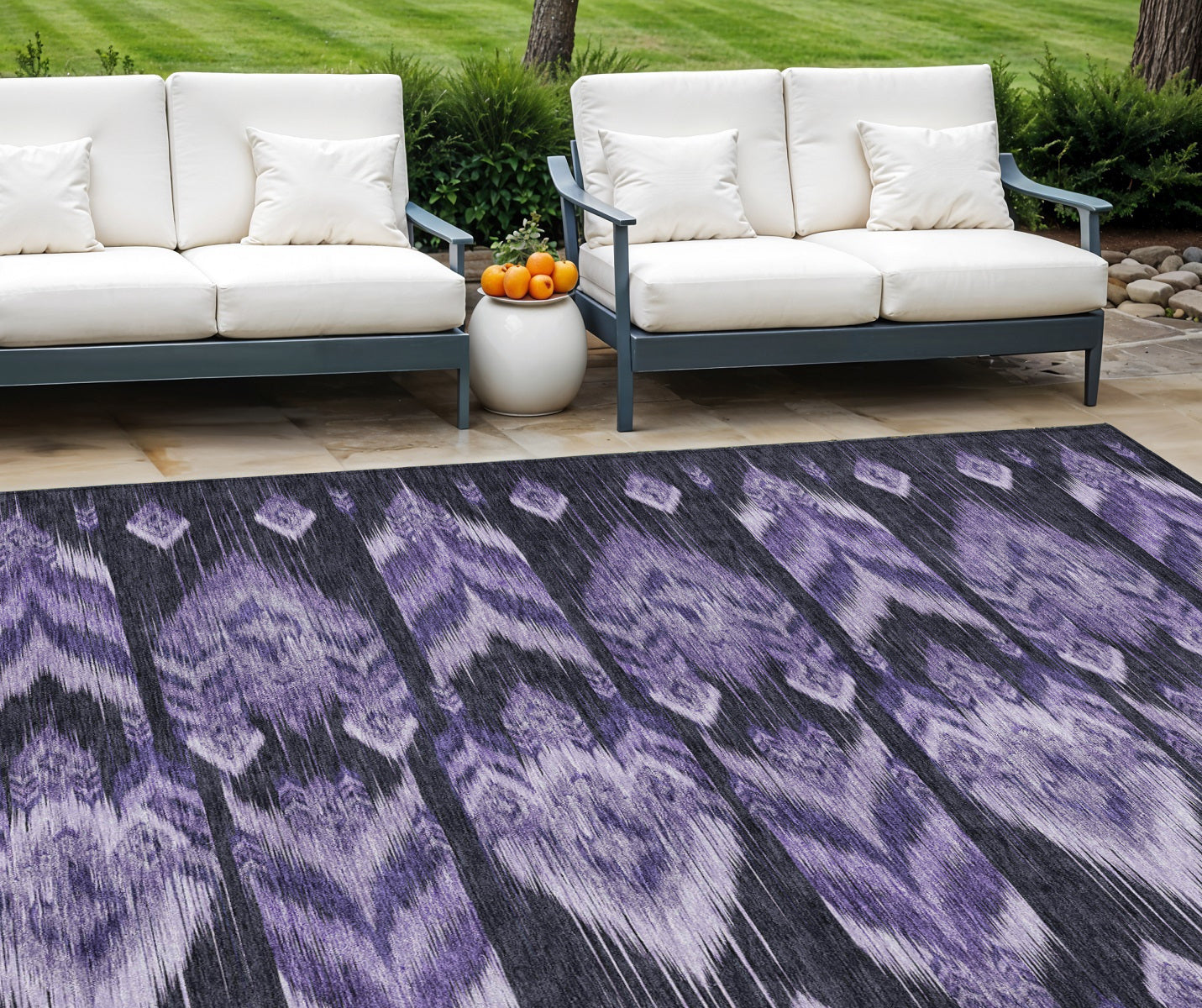 9' X 12' Purple Lavender And Plum Southwestern Washable Indoor Outdoor Area Rug