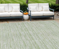 10' X 14' Sage And Green Striped Washable Indoor Outdoor Area Rug