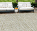 8' X 10' Taupe Beige And Tan Striped Washable Indoor Outdoor Area Rug
