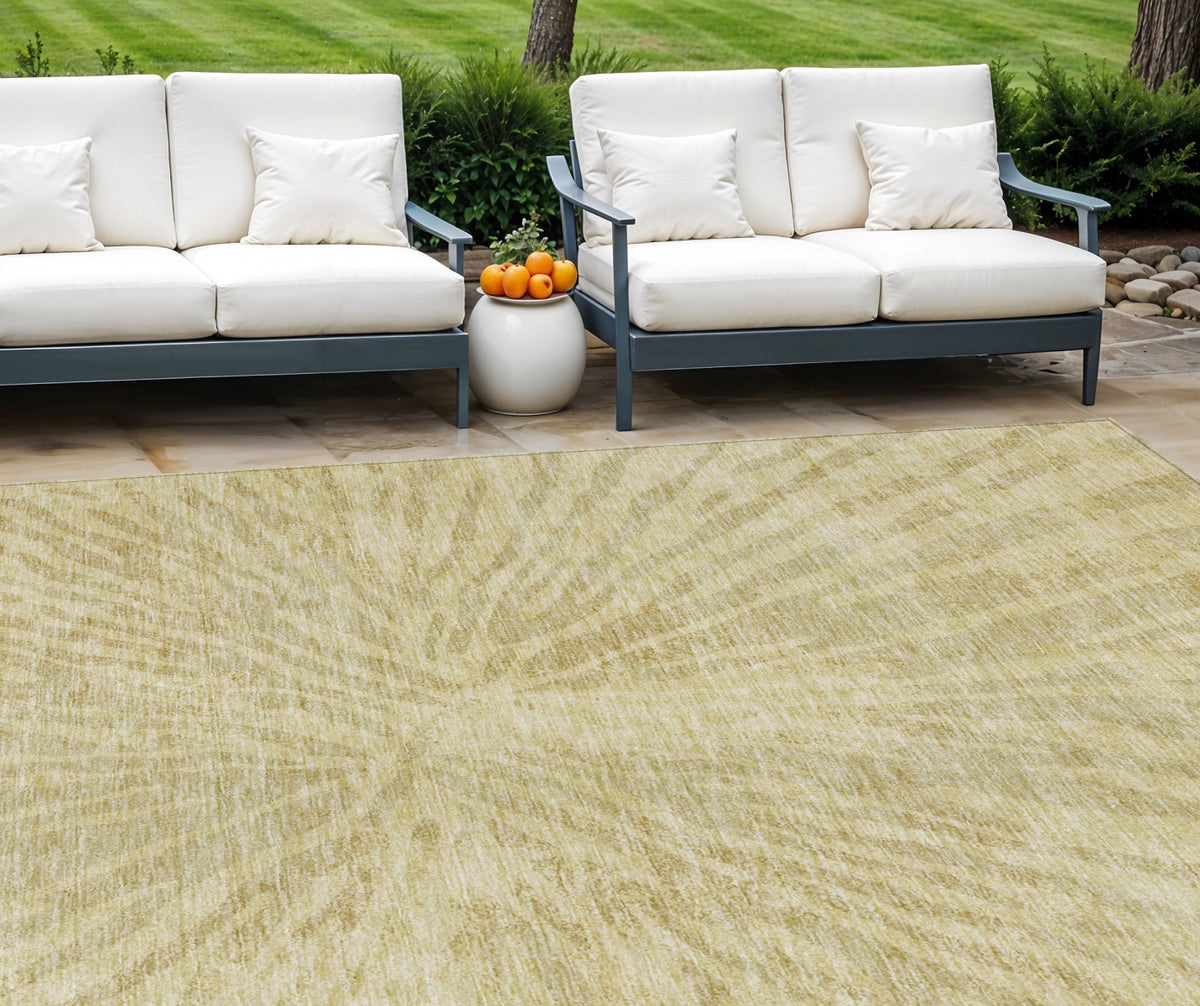 8' X 10' Wheat Beige And Tan Abstract Washable Indoor Outdoor Area Rug