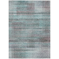 10' X 14' Teal Blue Gray And Charcoal Striped Washable Indoor Outdoor Area Rug