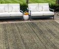 8' X 10' Brown Beige And Taupe Striped Washable Indoor Outdoor Area Rug