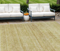 10' X 14' Gold Wheat And Beige Striped Washable Indoor Outdoor Area Rug