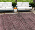 10' X 14' Merlot And Gray Striped Washable Indoor Outdoor Area Rug