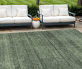 8' X 10' Olive Green And Gray Striped Washable Indoor Outdoor Area Rug