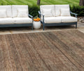 10' X 14' Orange Copper And Brown Striped Washable Indoor Outdoor Area Rug