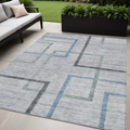 5' X 8' Gray Charcoal And Blue Geometric Washable Indoor Outdoor Area Rug