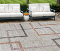 9' X 12' Taupe Charcoal And Copper Geometric Washable Indoor Outdoor Area Rug