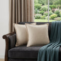 Set of Two 20 Beige Cotton Throw Pillows