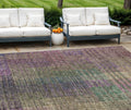 10' X 14' Plum Olive Green And Lavender Abstract Washable Indoor Outdoor Area Rug