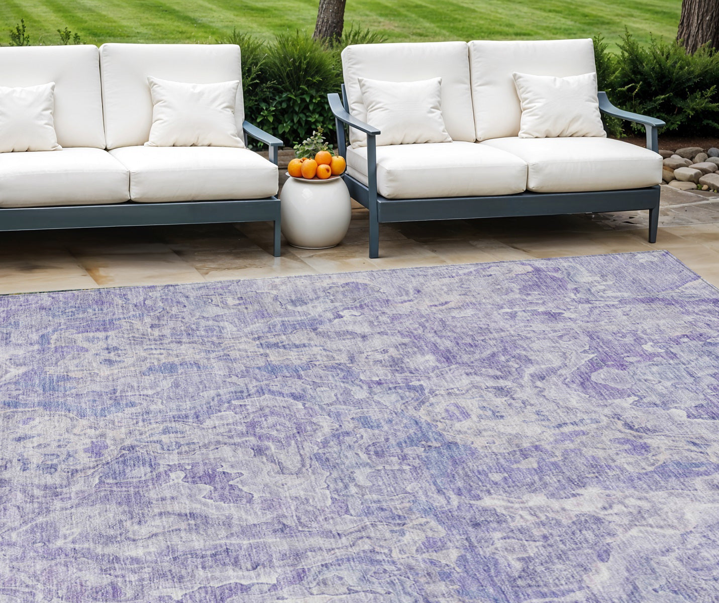 9' X 12' Plum Purple And Lavender Abstract Washable Indoor Outdoor Area Rug