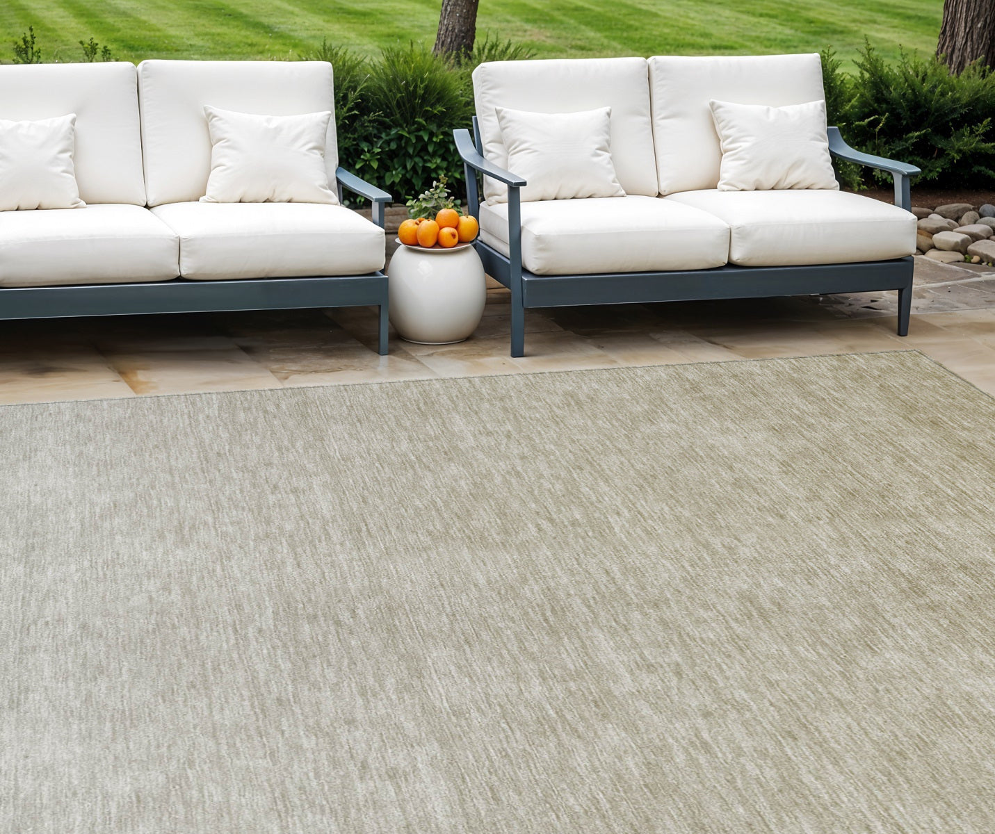 10' X 14' Beige Tan And Taupe Ombre Washable Indoor Outdoor Area Rug