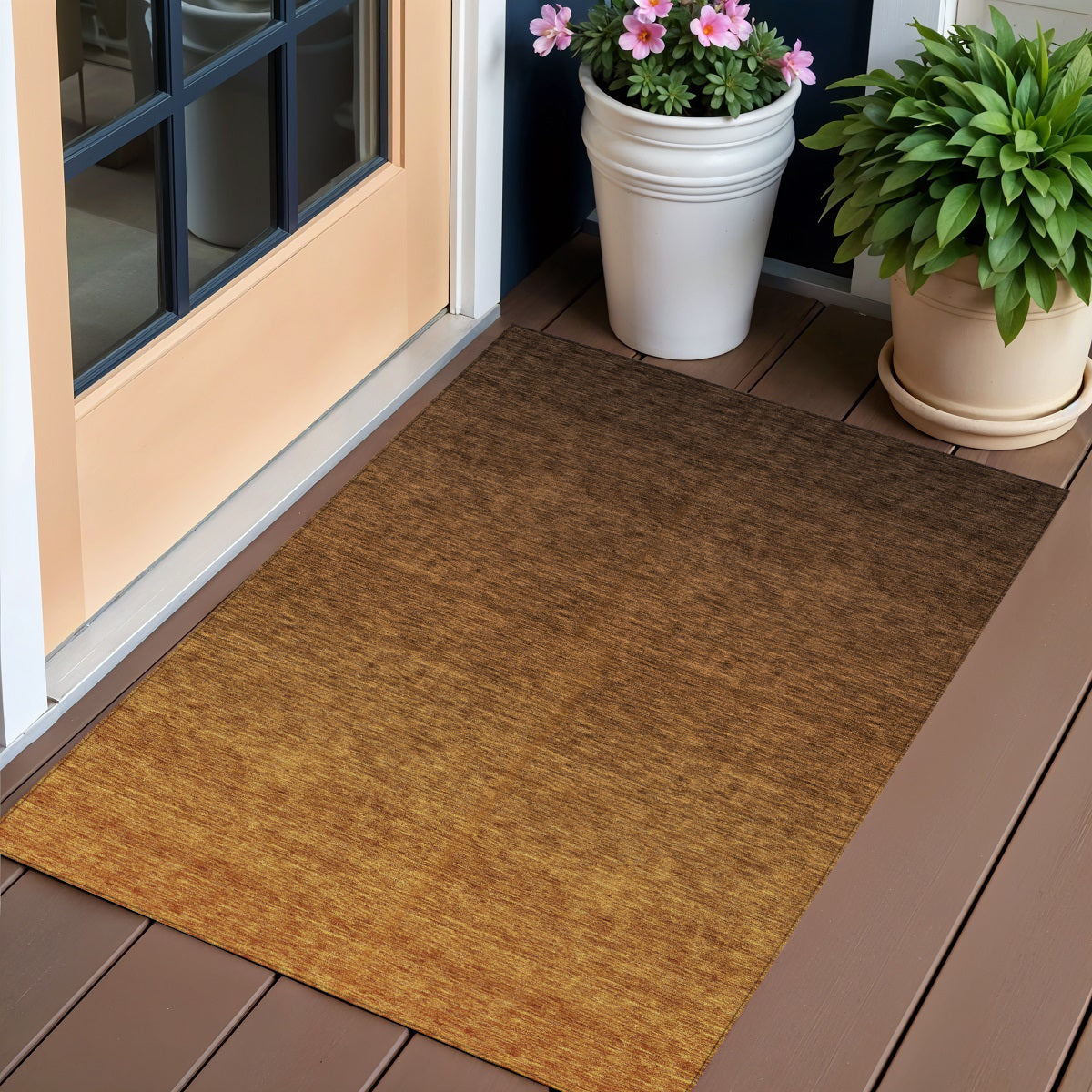3' X 5' Chocolate And Brown Ombre Washable Indoor Outdoor Area Rug