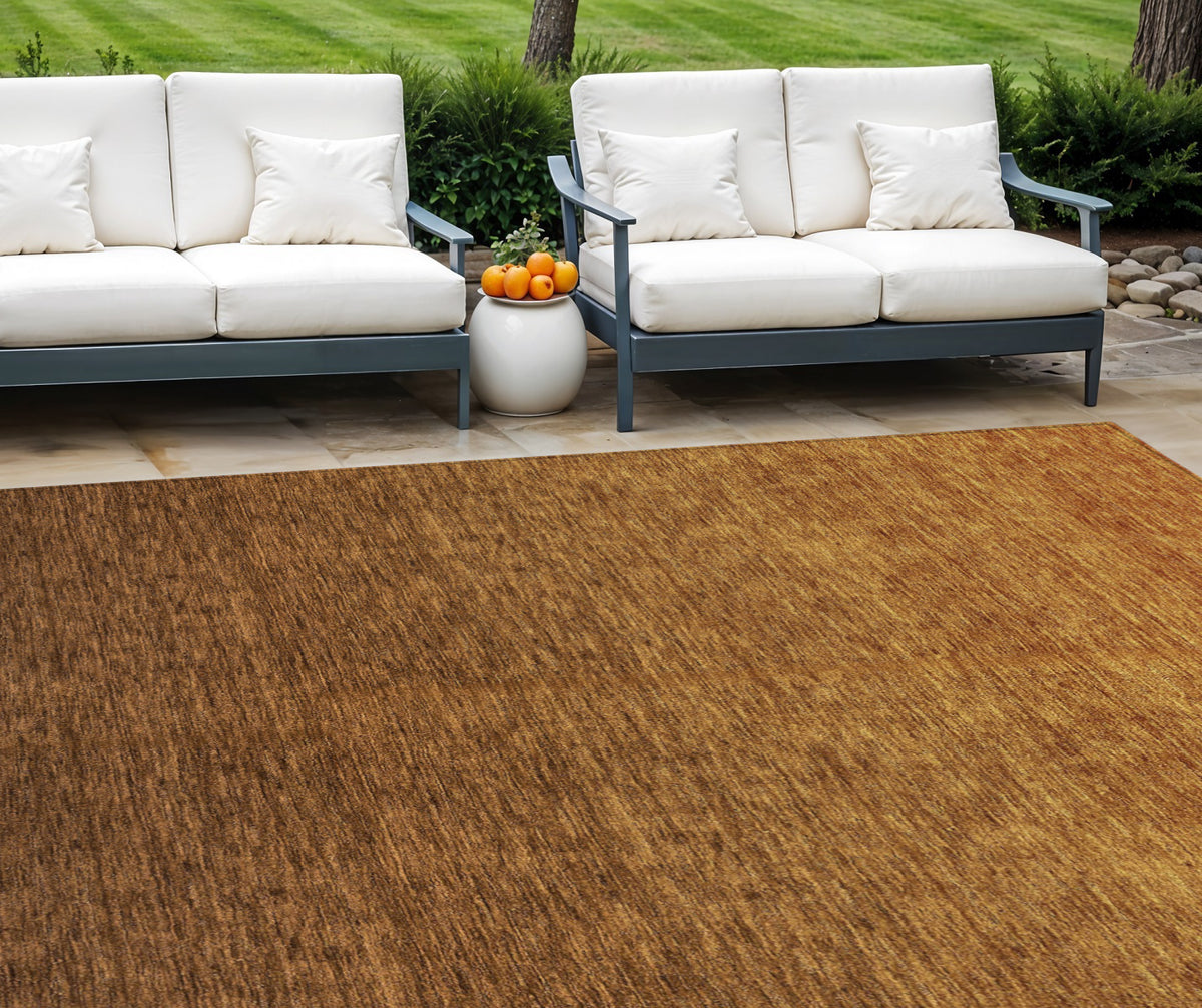 10' X 14' Chocolate And Brown Ombre Washable Indoor Outdoor Area Rug
