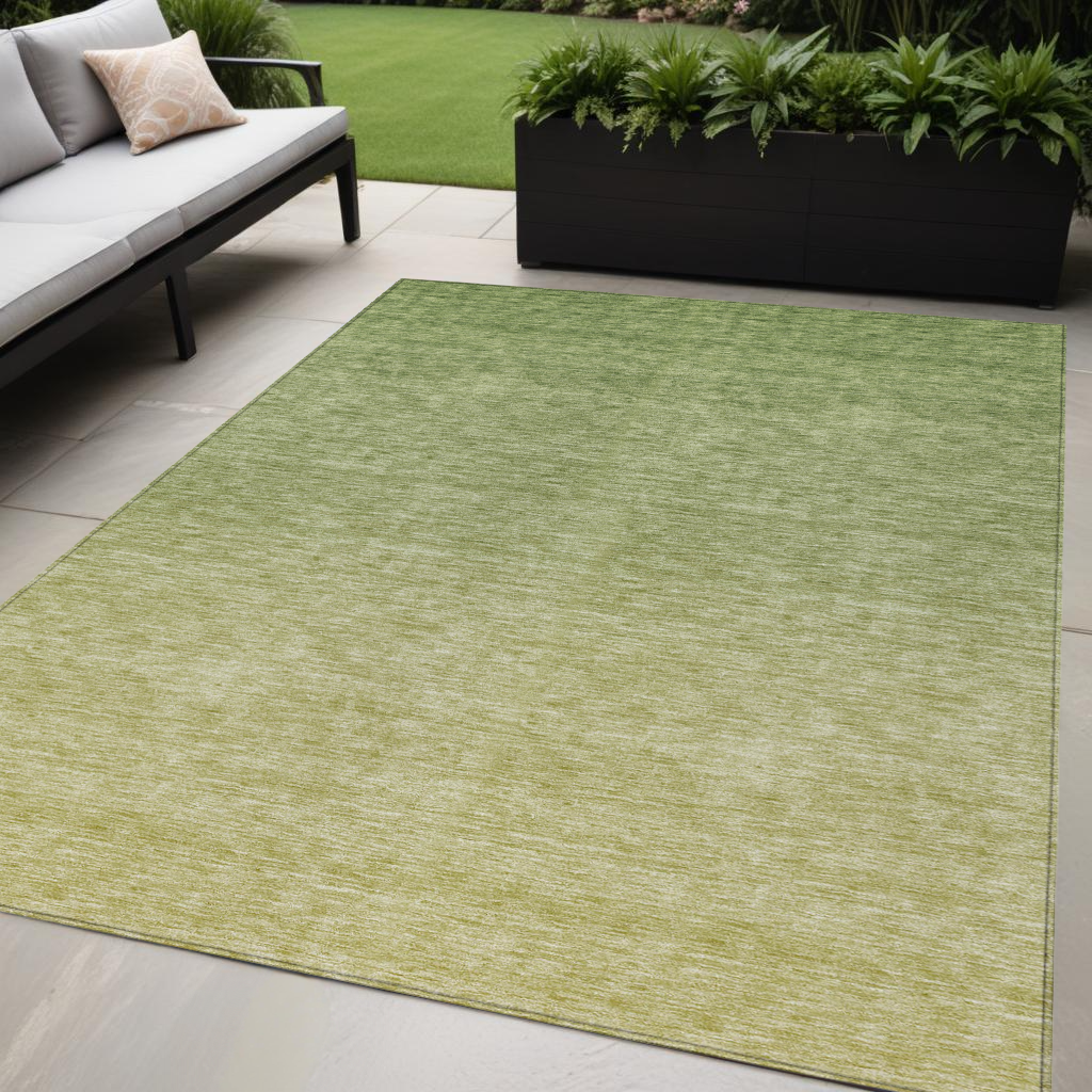 5' X 8' Artichoke Green And Fern Green Ombre Washable Indoor Outdoor Area Rug