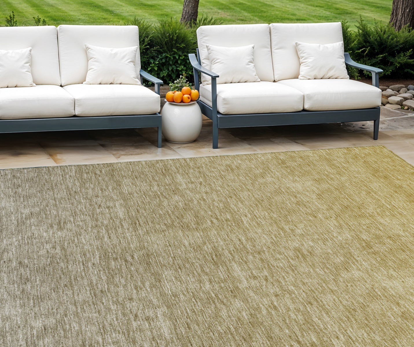 9' X 12' Gold Beige And Taupe Ombre Washable Indoor Outdoor Area Rug