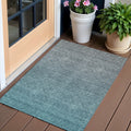 3' X 5' Teal Blue Gray And Charcoal Ombre Washable Indoor Outdoor Area Rug