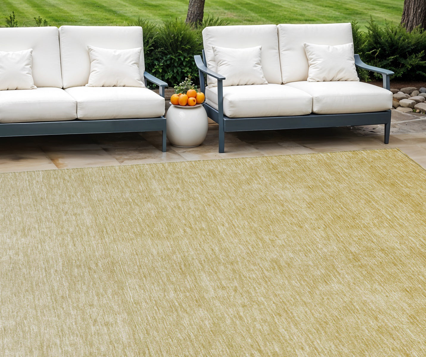 9' X 12' Wheat Gold And Tan Ombre Washable Indoor Outdoor Area Rug