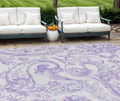 10' X 14' Lavender Ivory And Purple Paisley Washable Indoor Outdoor Area Rug