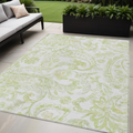 5' X 8' Sage Green And Ivory Paisley Washable Indoor Outdoor Area Rug