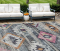 10' X 14' Gray Charcoal And Silver Southwestern Washable Indoor Outdoor Area Rug