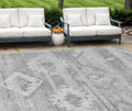 10' X 14' Silver Gray And Charcoal Southwestern Washable Indoor Outdoor Area Rug