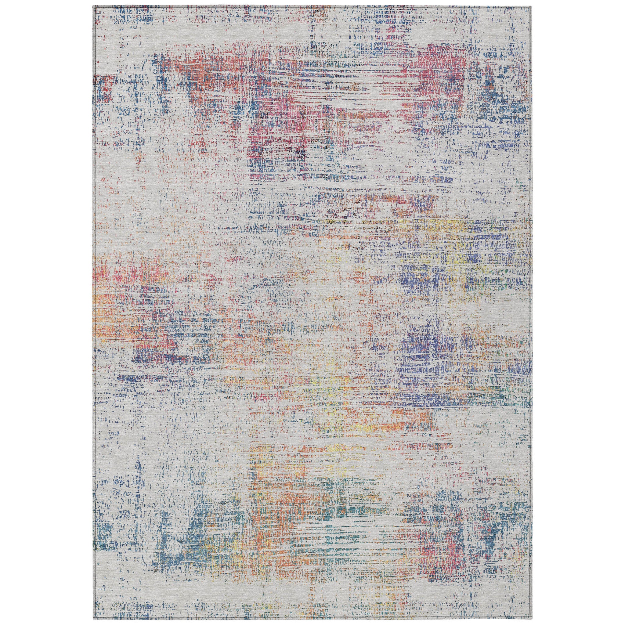 10' X 14' Ivory Orange And Blush Abstract Washable Indoor Outdoor Area Rug