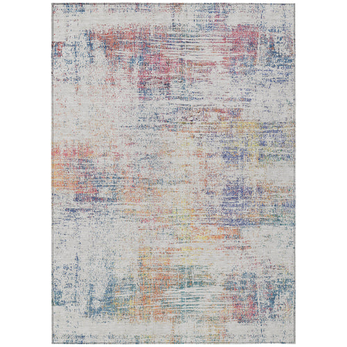 10' X 14' Ivory Orange And Blush Abstract Washable Indoor Outdoor Area Rug