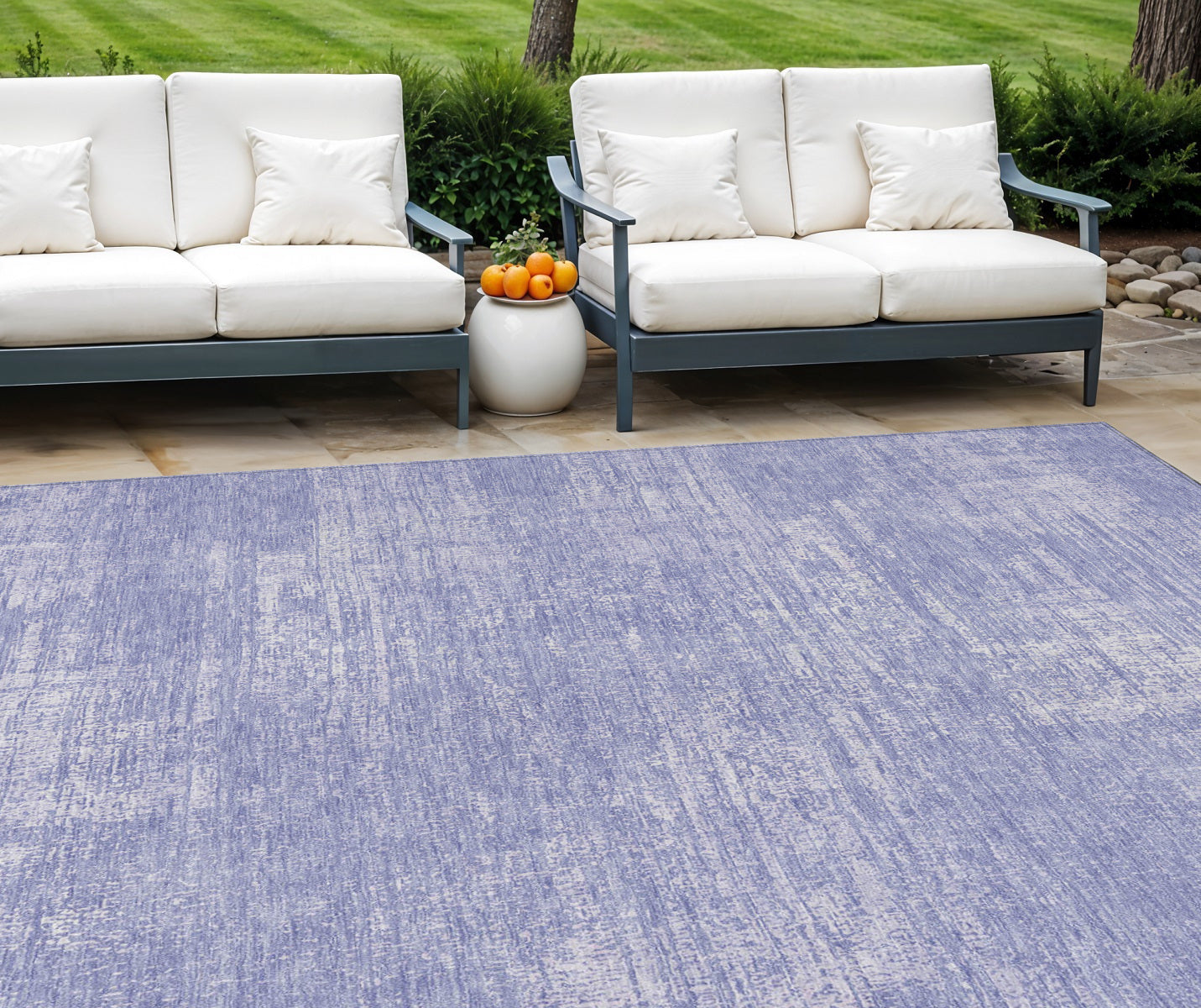 9' X 12' Lavender Purple And Lilac Abstract Washable Indoor Outdoor Area Rug