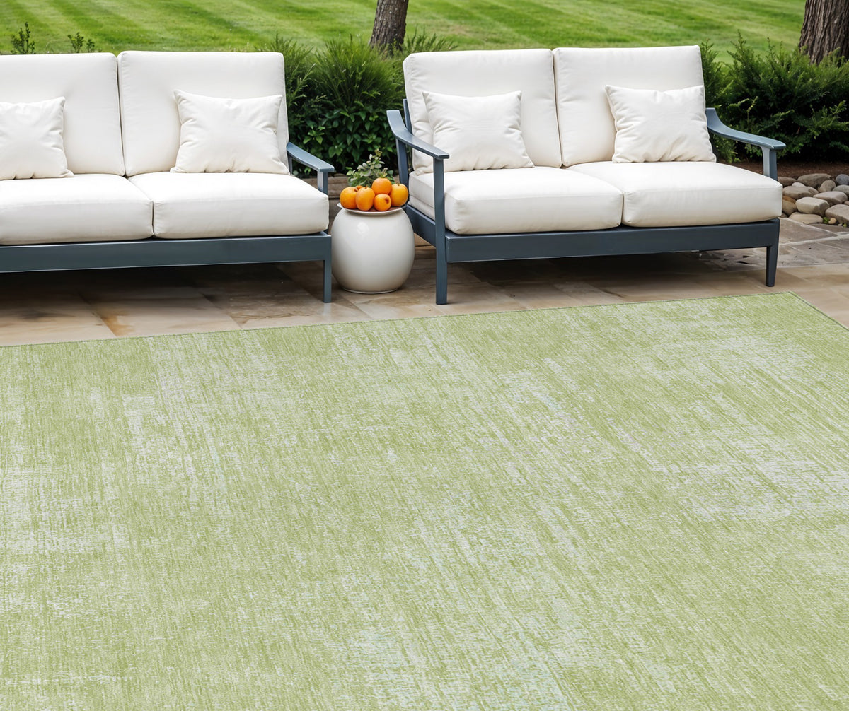 8' X 10' Sage Artichoke Green And Mint Green Abstract Washable Indoor Outdoor Area Rug