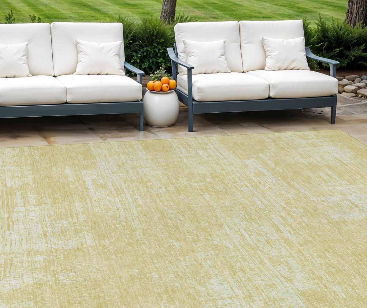 8' X 10' Wheat And Tan Abstract Washable Indoor Outdoor Area Rug