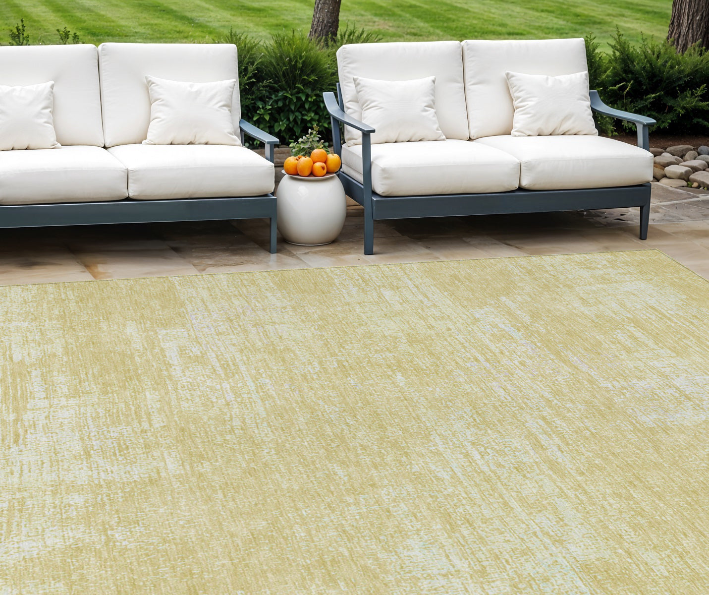 9' X 12' Wheat And Tan Abstract Washable Indoor Outdoor Area Rug