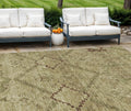 8' X 10' Brown Beige And Artichoke Green Floral Washable Indoor Outdoor Area Rug