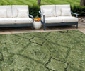 9' X 12' Olive Green Fern Green And Artichoke Green Floral Washable Indoor Outdoor Area Rug