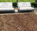 10' X 14' Orange Copper And Brown Floral Washable Indoor Outdoor Area Rug